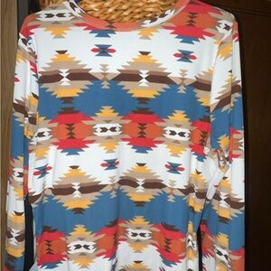 Tribal Print Long Sleeve Top